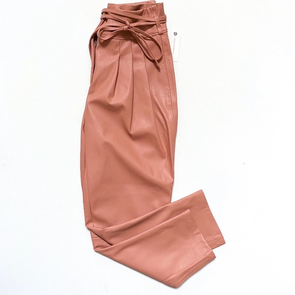 Anthropologie BlankNYC Peach Faux Leather Pants - Picture 4 of 5